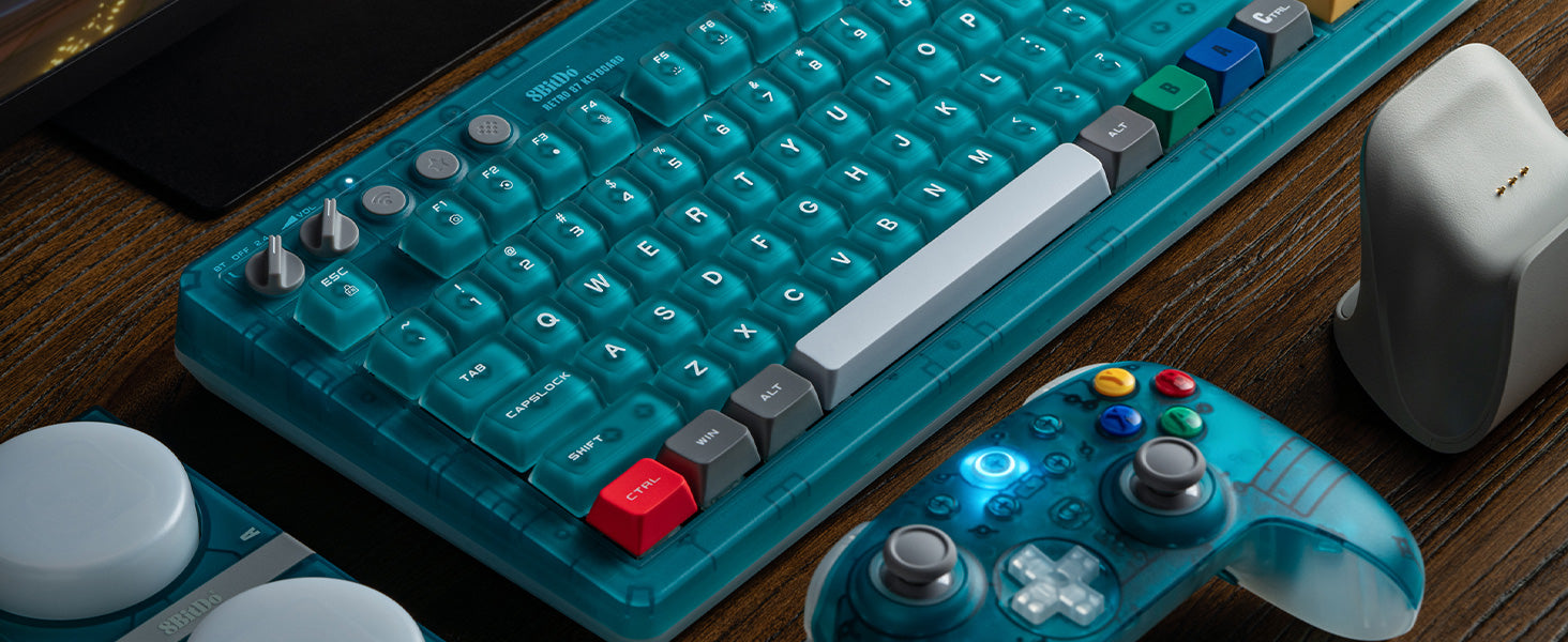 8BitDo Retro Mechanical Keyboard Clear Blue Edition (Clavier Qwerty 87 touches - DISPOSITION ANSI / ANSI LAYOUT)