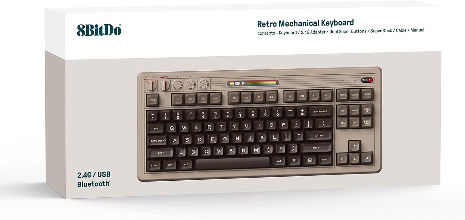 8BitDo Retro Mechanical Keyboard C64 Edition (Clavier Qwerty 87 touches - DISPOSITION ISO / ISO LAYOUT) - Claviers - 8Bitdo - Shop Just for Games