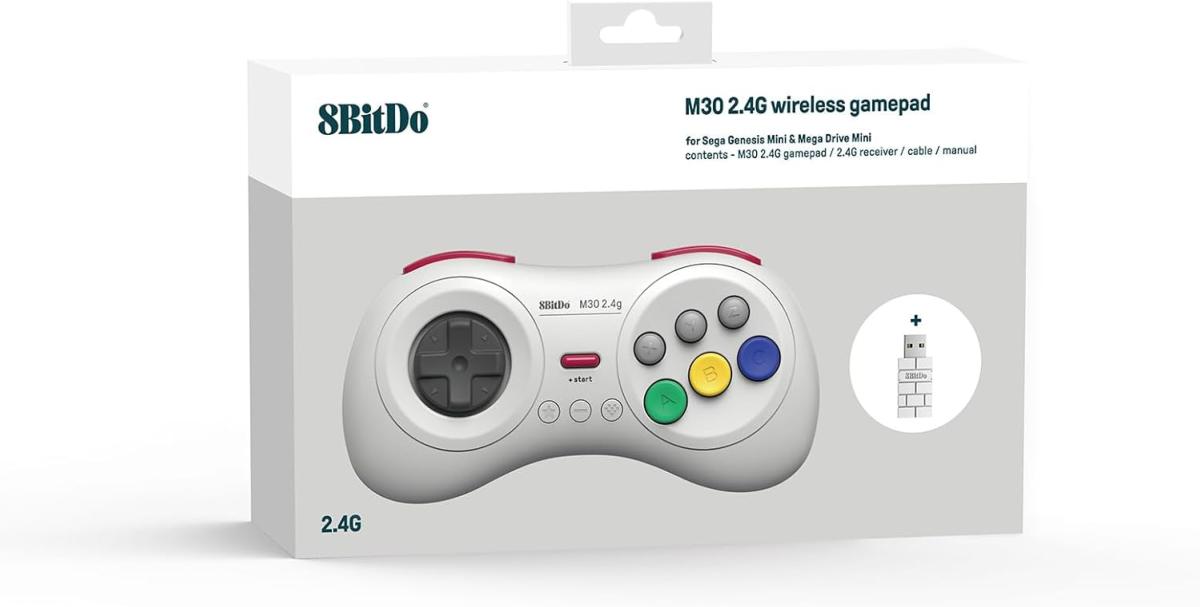 8bitdo Manette sans fils 8 boutons, couleur Blanche/White compatible sur Switch, Sega Genesis mini & Mega Drive mini - Manettes - 8Bitdo - Shop Just for Games