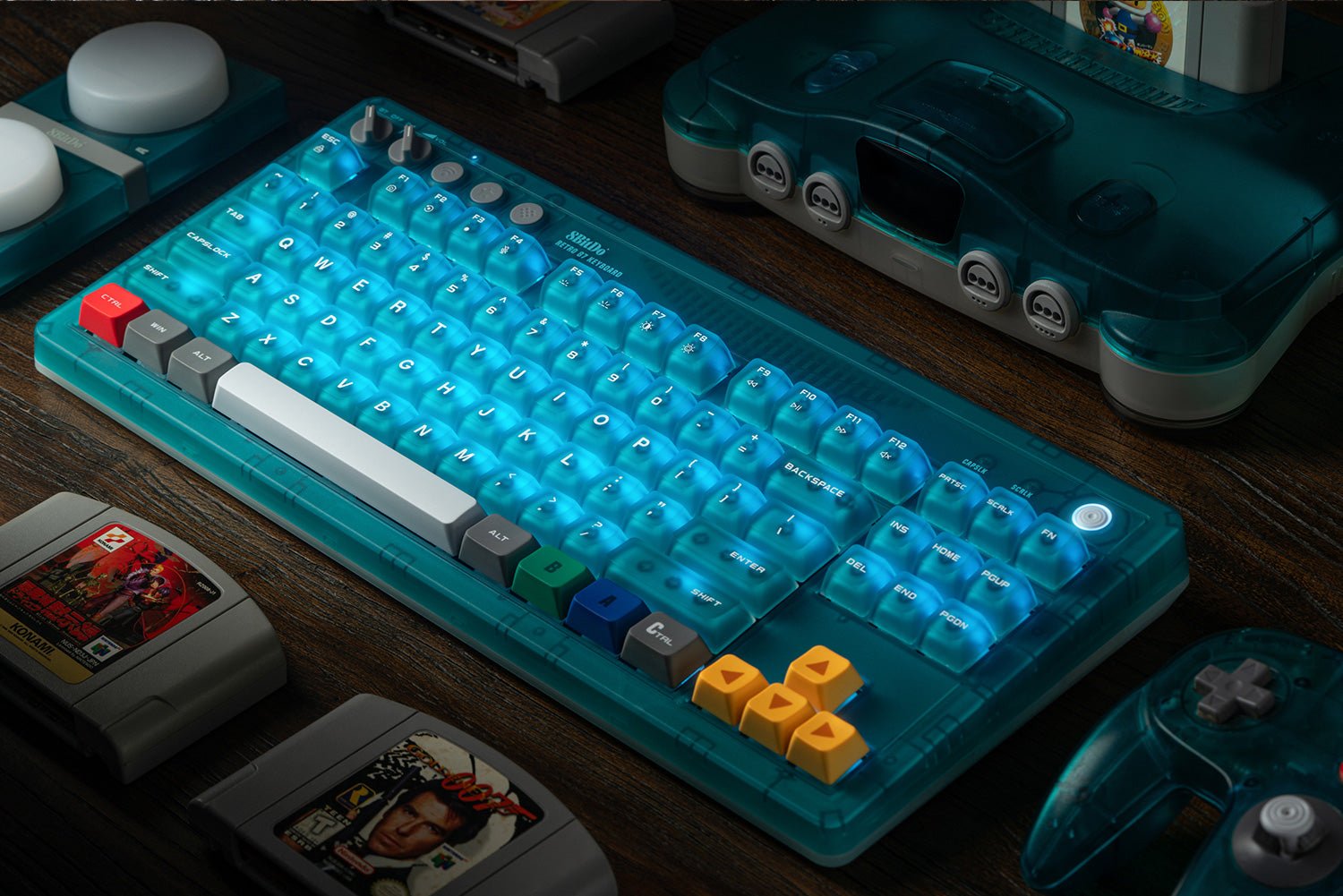 8BitDo Retro Mechanical Keyboard Clear Blue Edition (Clavier Qwerty 87 touches - DISPOSITION ANSI / ANSI LAYOUT) - Manettes - 8Bitdo - Shop Just for Games