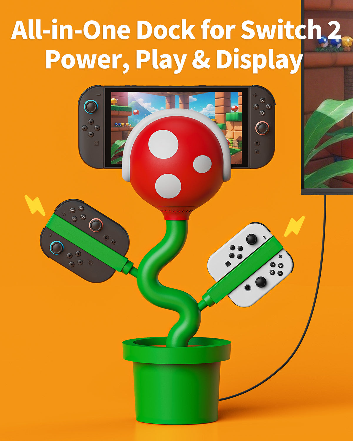 Plante Piranha pour Switch 2 - All-in-One Screen Casting & Station de Charge (Hybrid Charging Edition)
