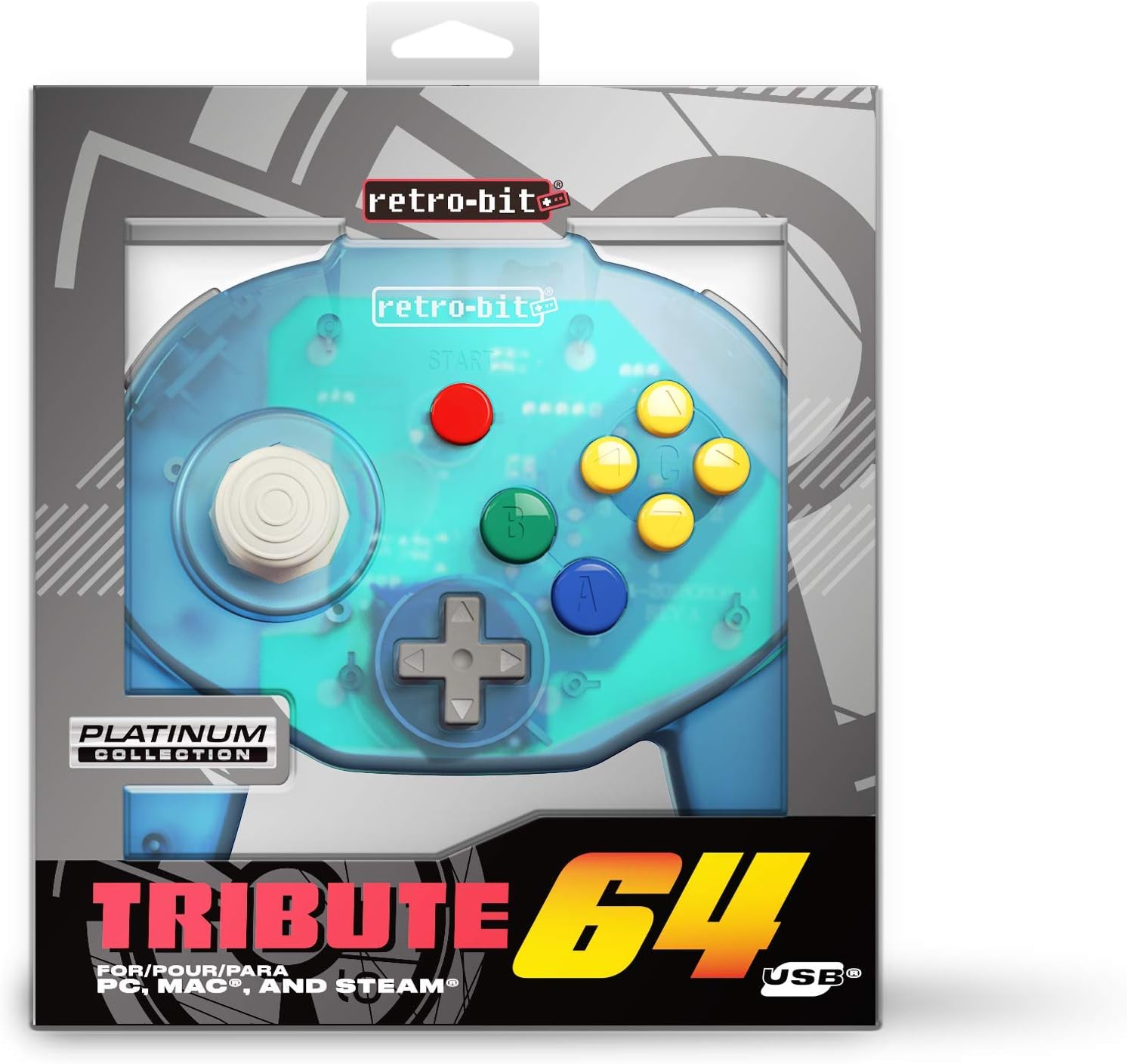 Retrobit - Tribute 64 USB Wired Controller - Ocean Blue
