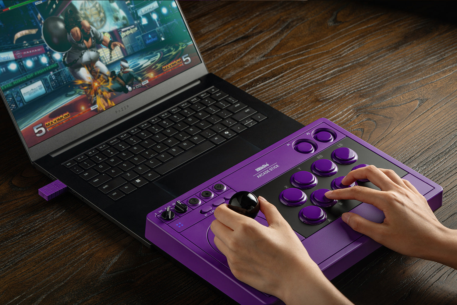8Bitdo Arcade Stick Purple Edition - Nintendo Switch 1 & 2 - PC Windows