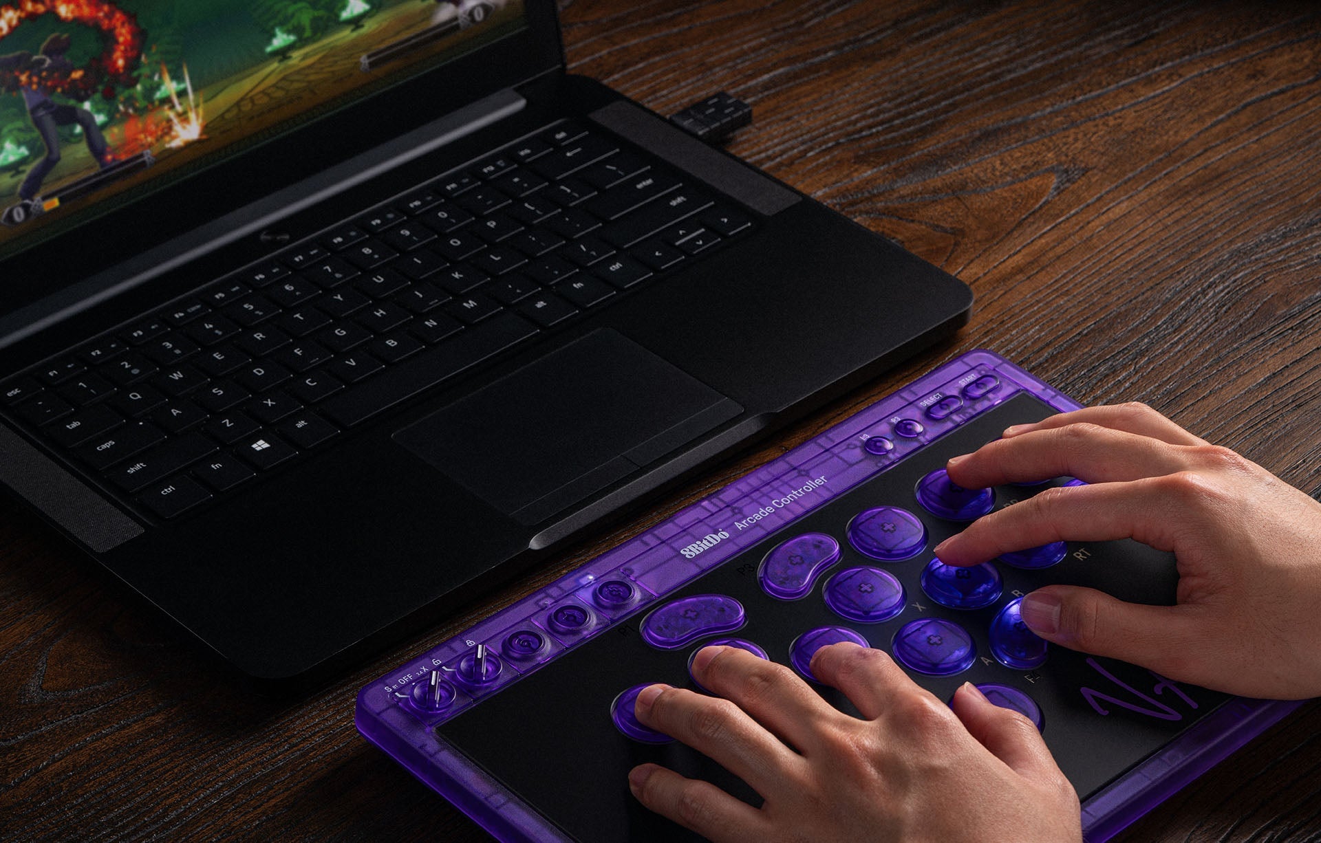 8Bitdo Arcade Controller Purple Edition Bluetooth/2.4G/USB compatible Switch 1 et 2, Windows - Manettes - 8Bitdo - Shop Just for Games
