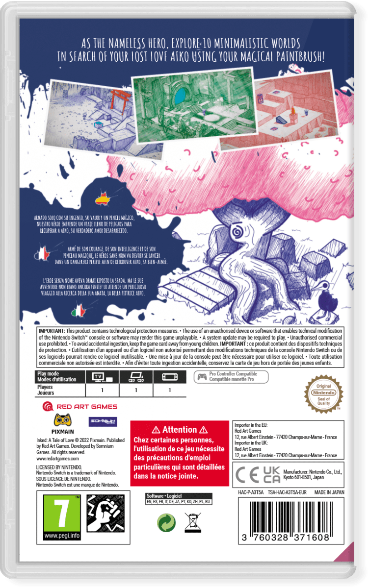 Inked: A Tale of Love Nintendo SWITCH - Jeux Vidéo Physique - Red Art Games - Shop Just for Games