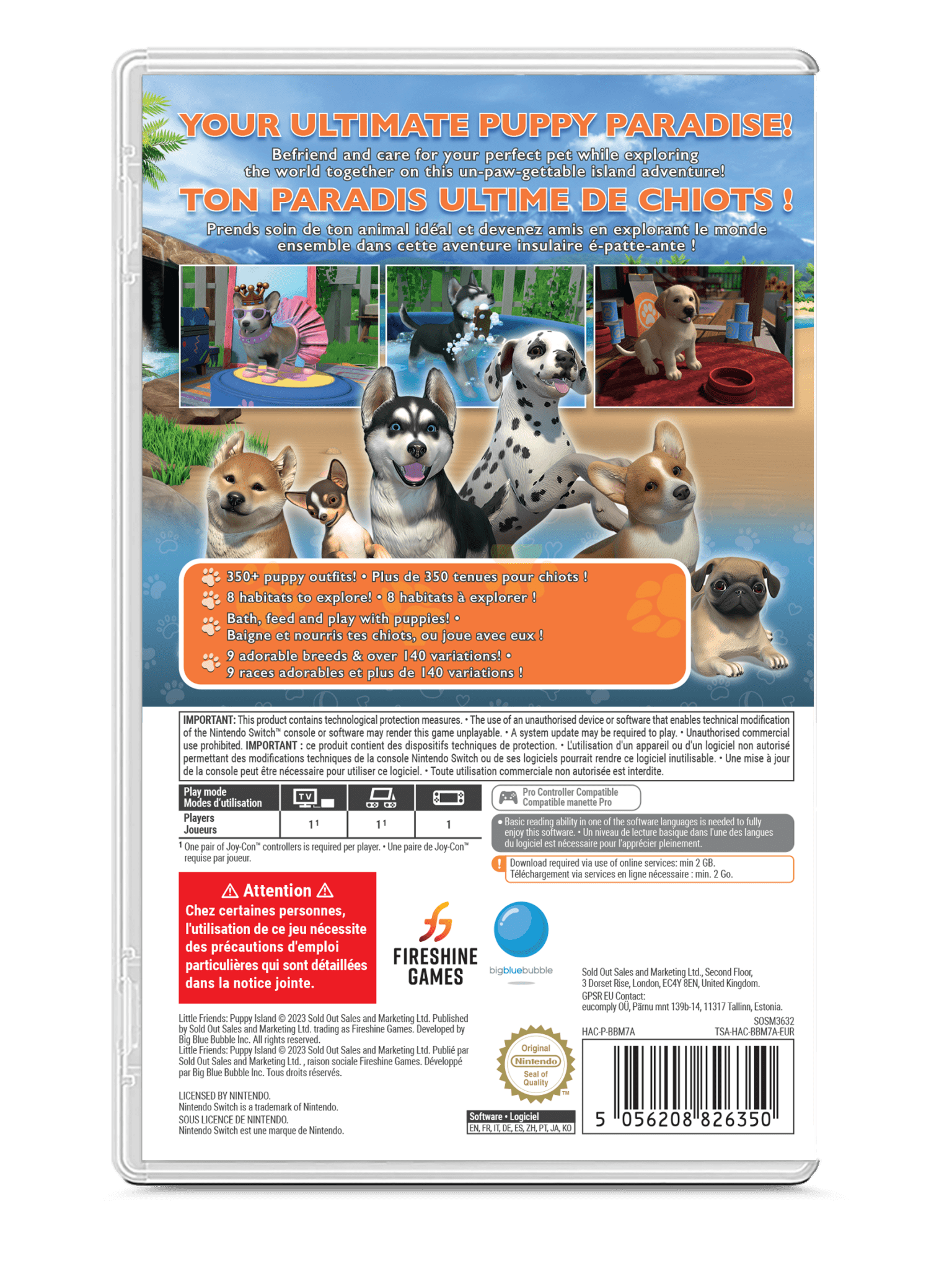 Little Friends Puppy Island Nintendo SWITCH (Code de téléchargement) - Jeux Vidéo Code de Téléchargement - Fireshine - Shop Just for Games
