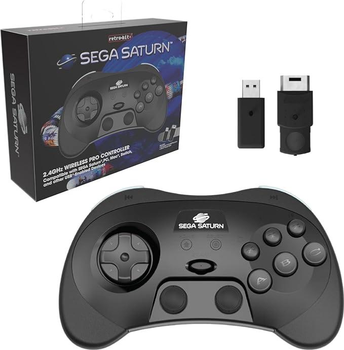 RetroBit Sega Saturn 2.4Ghz Pro Black - Manettes - retro - bit - Shop Just for Games